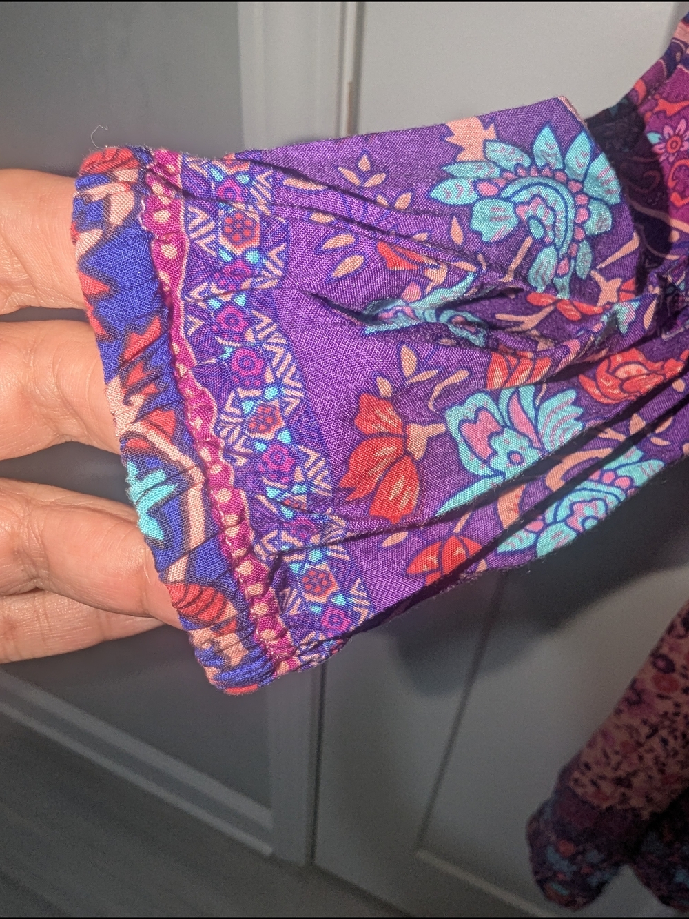 R. Vivimos Pink Floral Boho Maxi Dress with Purple Accents - Picture 3 of 4